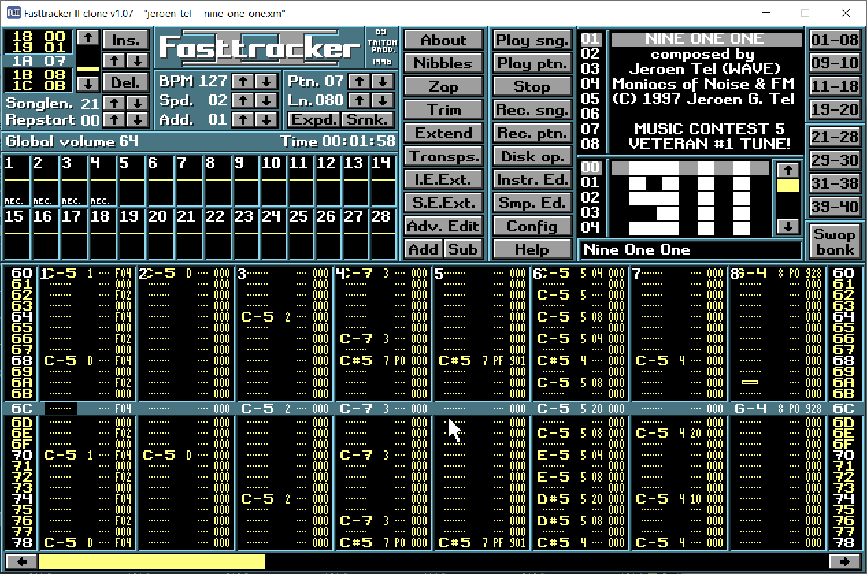FastTracker II screenshot